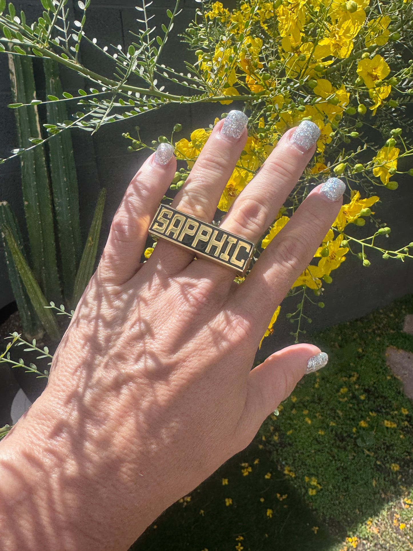 Sapphic Statement Double Ring