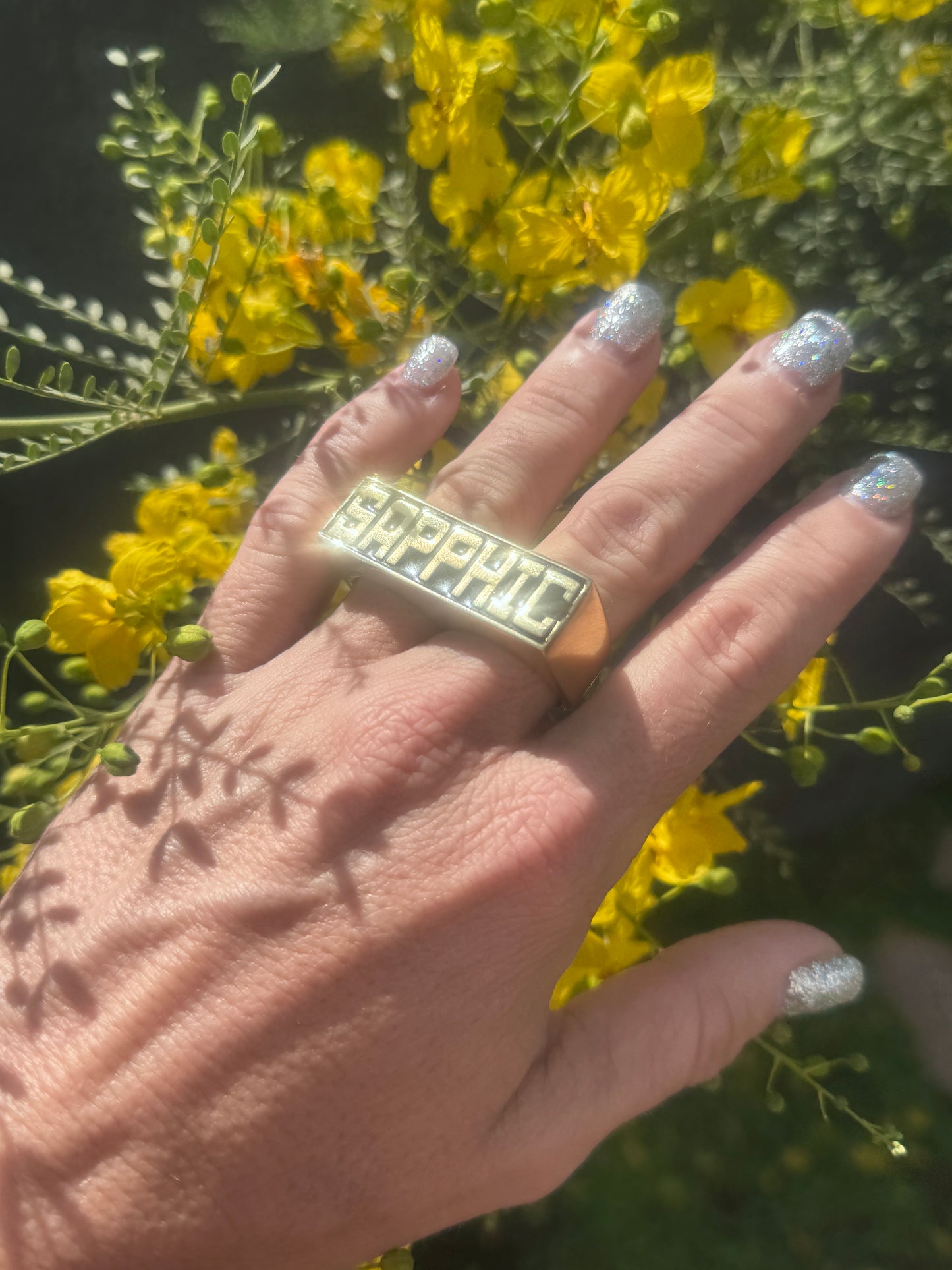 Sapphic Statement Double Ring